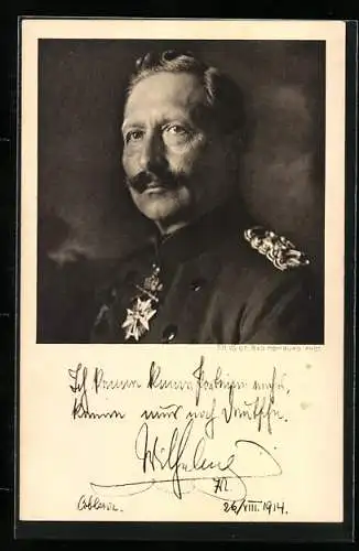 AK Portrait von Kaiser Wilhelm II. mit Pour-le-Mérite