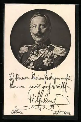 AK Kaiser Wilhelm II. von Preussen in Uniform mit Orden, Ich kenne keine Parteien mehr..., 1914