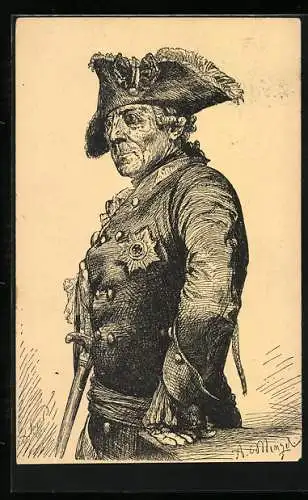 Künstler-AK A. Menzel: König Friedrich II. (der Grosse) in Uniform