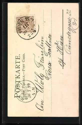 Sonnenschein-AK Segelschiffe auf dem Wasser und Fischer mit Netz am Ufer