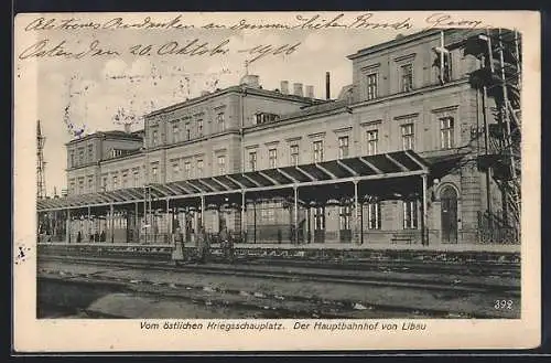 AK Libau, Der Hauptbahnhof, Vom östlichen Kriegsschauplatz