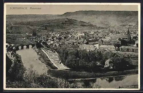 AK Echternach, Panorama mit Flussschleife