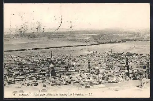 AK Cairo, View from Mokattan showing the Pyramids