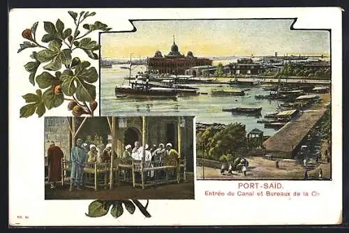 AK Port-Said, Entrée du Canal et Bureaux de la Cie.