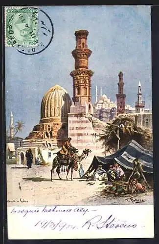 Künstler-AK Cairo, Strassenbild aus der Stadt