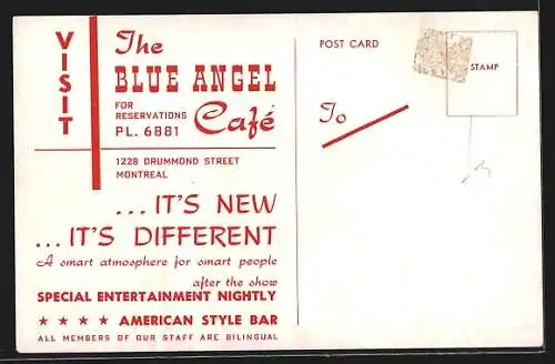 AK Montreal, The Blue Angel Café, interior views, 1228 Drummond Street