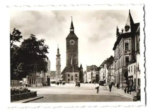 8 Fotografien unbekannter Fotograf, Ansicht Deggendorf, Spitaltor, Luitpoldplatz, Oberer Stadtplatz, Pfarrkirche u.a.