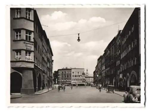 2 Fotografien unbekannter Fotograf, Ansicht Rosenheim, Panorama und Strassenansicht