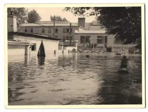 6 Fotografien Otto Wymlatil, Wien, Ansicht Wien, Stadtansicht beim Hochwasser 1954, Flut-Katastrophe, Überschwemmung