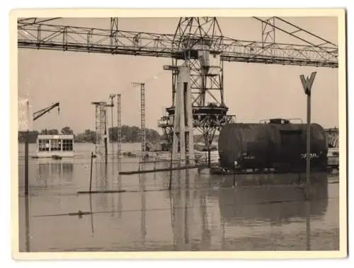 6 Fotografien Otto Wymlatil, Wien, Ansicht Wien, Stadtansicht beim Hochwasser 1954, Flut-Katastrophe, Überschwemmung