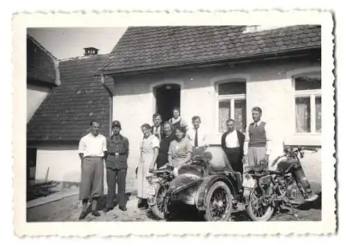 Fotografie Motorrad NSU mit Seitenwagen, Krad mit Kennzeichen Hamburg um 1934