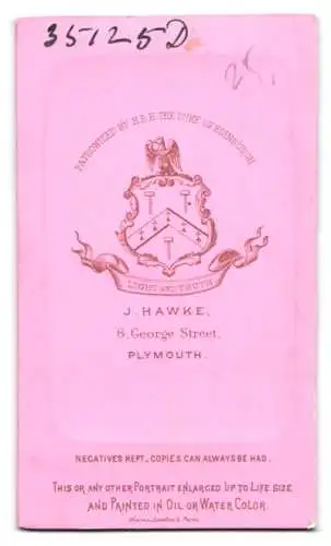 Fotografie J. Hawke, Plymouth, George Street 8, Portrait eines jungen Mannes