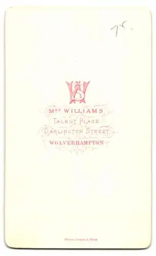 Fotografie Mrs. Williams, Wolverhampton, Darlington Street, Porträt eines jungen Mannes im Profil