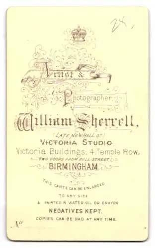 Fotografie W. Sherrell, Birmingham, Temple Row 4, Porträt eines jungen Mannes