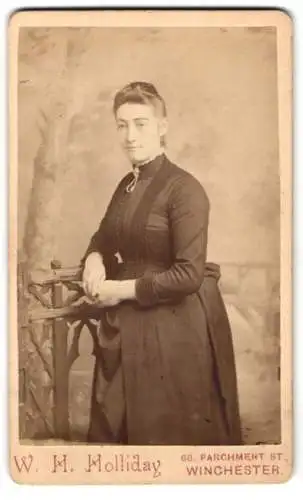 Fotografie W. H. Holliday, Winchester, Parchment St 68, Eine Dame in elegantem Kleid