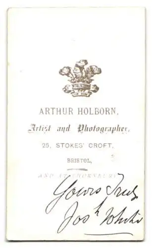 Fotografie Arthur Holborn, Bristol, Stokes` Croft 25, Porträt eines Herren mit markanten Koteletten