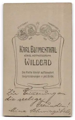 Fotografie Karl Blumenthal, Wildbad, Portrait einer jungen Frau