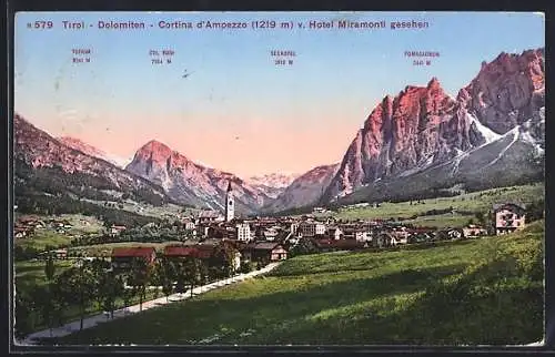 AK Cortina d`Ampezzo, Ortsansicht vom Hotel Miramonti aus