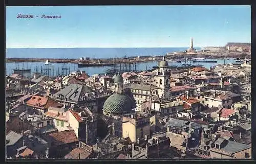 AK Genova, Panorama mit Kirchen