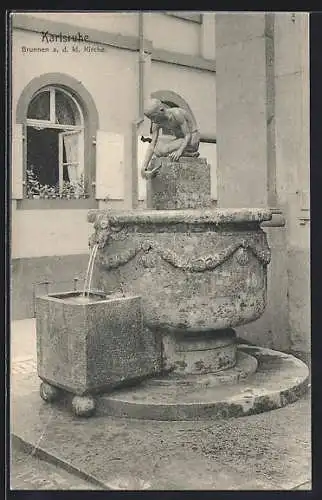 AK Karlsruhe, an einem Brunnen