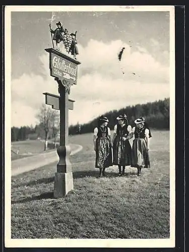 AK Glotterbad /Oberglottertal, Wanderweg mit Wanderinnen