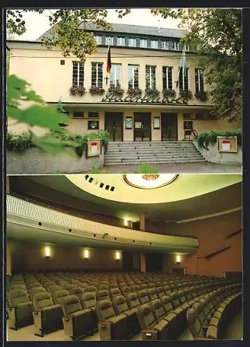 AK Hof / Saale, Stadttheater Hof, Aussenansicht und Innenansicht