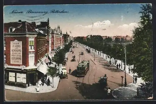 AK Rotterdam, Nieuwe Binnenweg, Strassenbahn