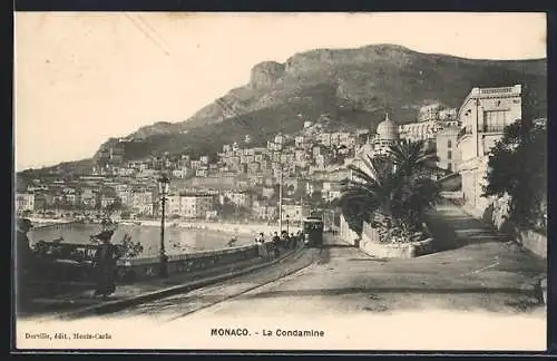 AK Monaco, La Condamine, Strassenbahn