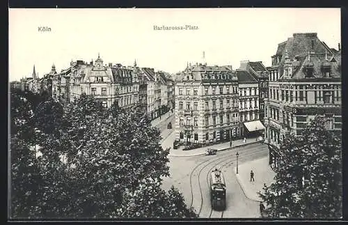 AK Köln, Barbarossa-Platz mit Strassenbahn