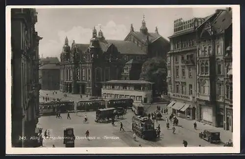 AK Köln, Strassenbahn am Hohenzollernring, Opernhaus u. -Terrasse