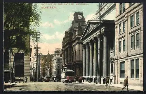 AK Montreal, Post Office and Bank of Montreal, Strassenbahn