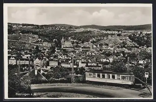 AK Esslingen a. N., Teilansicht mit Strassenbahn