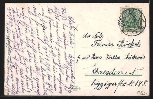 Präge-AK Görlitz, Landeskrone mit Strassenbahn, Passepartout