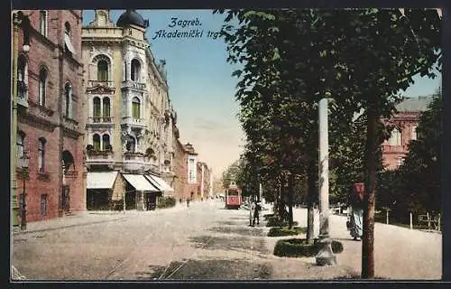 AK Zagreb, Akademicki trg, Strassenbahn