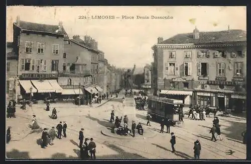 AK Limoges, Place Denis-Dussoubs, Strassenbahn