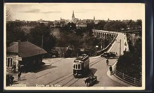 AK Luxembourg, Entrée de la Ville, Strassenbahn