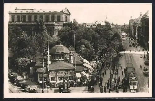 AK Hannover, Strassenbahn am Cafe Kröpcke