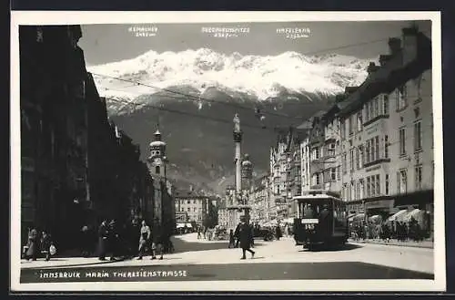 AK Innsbruck, Maria Theresienstrasse, Strassenbahn