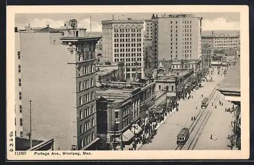 AK Winnipeg /Man., Portage Ave., Strassenbahn