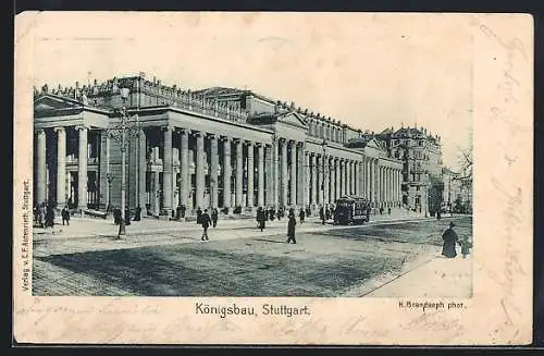 AK Stuttgart, Königsbau mit Strassenbahn