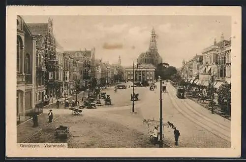 AK Groningen, Vischmarkt, Strassenbahn