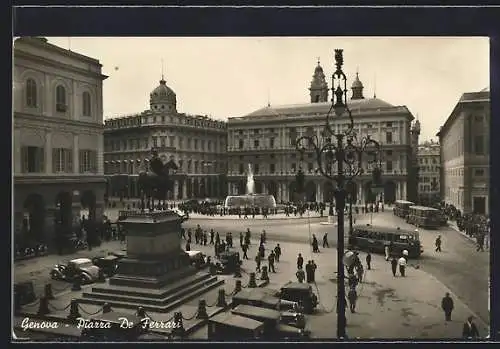 AK Genova, Piazza De Ferrari, Strassenbahn