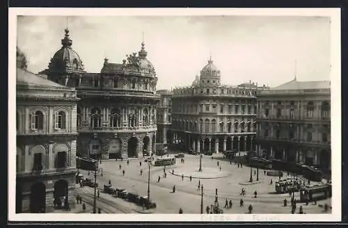 AK Genova, Piazza De Ferrari, Strassenbahn