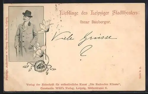 AK Schauspieler Oscar Bauberger, Leipziger Stadttheater