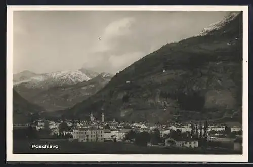 AK Poschiavo, Panorama mit Gebirgskette