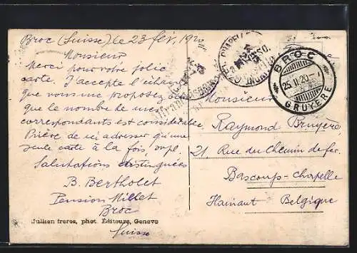 AK Gruyères, Ortsansicht aus der Vogelschau