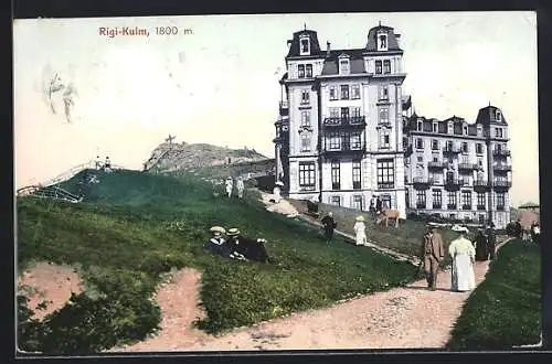 AK Rigi-Kulm, Besucher vor dem Hotel