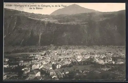 AK Martigny, Martigny et la pointe du Catogne, vu de la Tour de la Batiaz