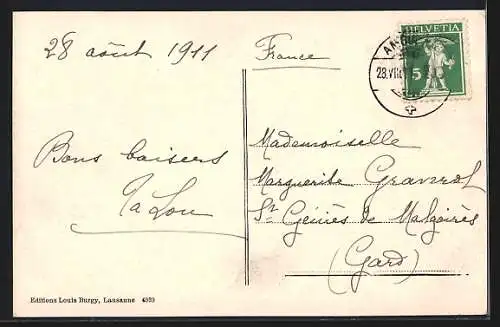 AK Martigny, Martigny et la pointe du Catogne, vu de la Tour de la Batiaz