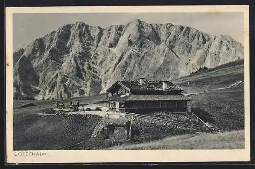 AK Strub, Berggasthof Gotzenalm mit dem Watzmann